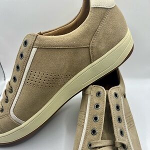 NWT W/BOX MEPHISTO HARRISON MENS SHOES SIZE 10.5 M (EURO 10) TAUPE SUEDE LACE UP